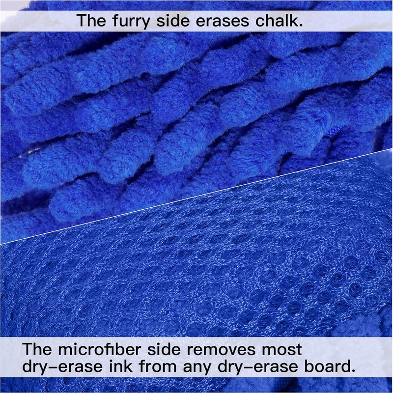 SITHON 4 Pieces Magnetic Microfiber Shag Whiteboard Eraser, Washable Microfiber Shag Dry Erase Board Eraser for Markers, Chalk, Home and Office (Navy/Yellow/Red/Orange) - Image 3